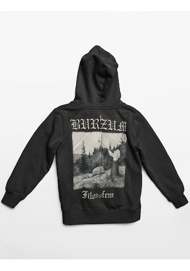 Burzum Filosefem Hoodie Fermuarlı Kapşonlu Sweat Siyah
