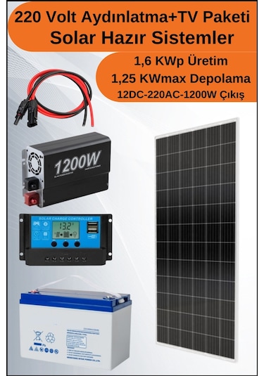 N&D Lighting Tv+aydınlatma Maxi Mono Solar Paket 220 Volt -1.6kwp
