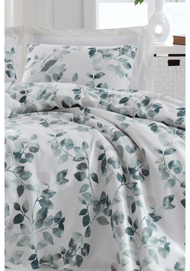 Enlora Home Doğal Pike Baskılı Tek Kişilik Sabine Yeşil