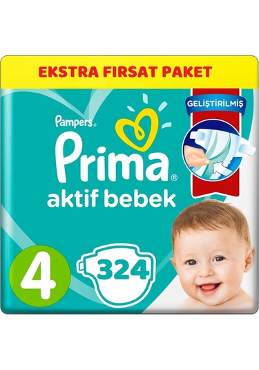 Prima Bebek Bezi Beden:4 (9-14Kg) Maxi 324 Adet Ekstra Fırsat Pk