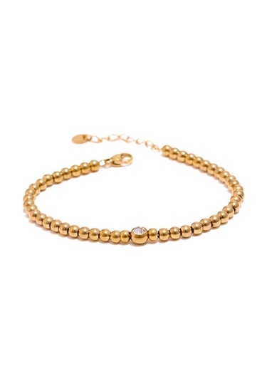 Eetit Paslanmaz Çelik Boncuk Zincir Bileklik Kadınlar İçin Altın Kübik Zirkonya Bilezik Altın