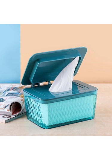 Mavi-ıslak Mendil Dispenseri Büyük Kapasiteli Mendil Dispenser Kutusu Mendil Kutus Geçirmez Mendil Kapaklı Kutu Peçetelik 46875140