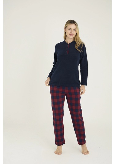 Kocabey 7304-k Kadın Midi Yaka Pijama Takım Lacivert