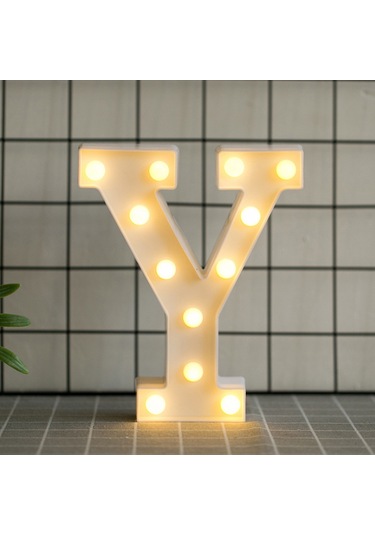 Skycity Led Harf Işığı Y - Pvc Malzeme, Sıcak Beyaz Işık, Ev/parti Dekorasyonu, Duvara Asılabilir/masaüstü, 3v Pil Beslemeli Pil Dahil Değil Diğer