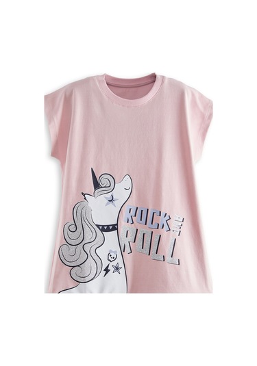 Denokids Unicorn Rock Kız Çocuk Ekose Elbise Renkli Çok Renkli