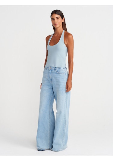 Dilvin 31753 Halter Yaka Top-koyu Mavi Koyu Mavi