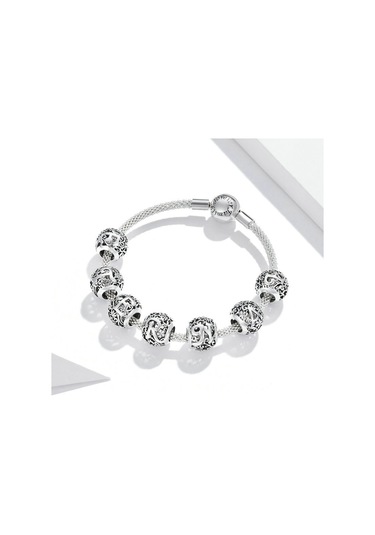 S925 Ayar Gümüş Mori Serisi İçi Boş Harfler Boncuk Dıy Bilezik Kolye Aksesuarları B Çok Renkli