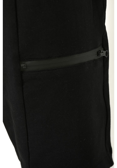 Erkek Fermuar Detaylı Şort Siyah