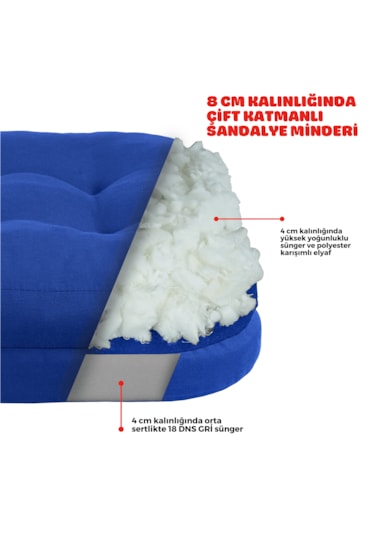 Xpermate Çift Kat Sandalye Minderi 42x42x8 Mavi