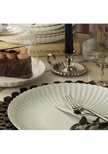 Kütahya Porselen Bone Luz-form 52 Parça Yemek Takımı Platin File