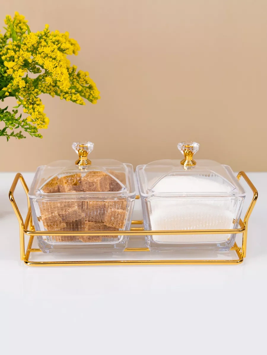 Homelabshop Kapaklı Cam Şekerlik Seti Stantlı 224107284 Beyaz