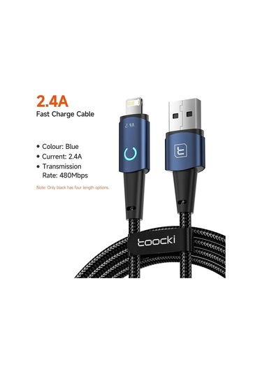 Toocki Usb Yıldırım Kablosu İphone Uyumlu 14 13 12 11 Pro Max 8 7 Artı Led Şarj Ios Blue 0 25m Diğer
