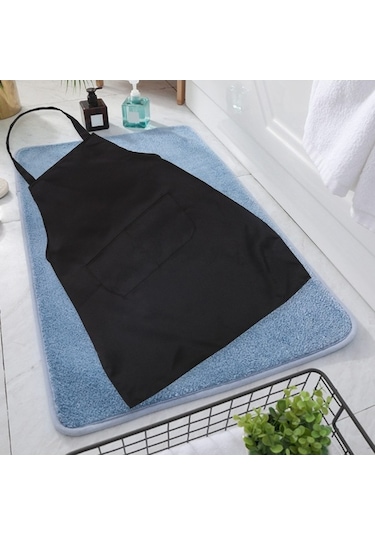 Ulzyvf Unisex Tek Siyah Siyah Orta Önlüğü, Önlüğü Mutfak Cepli Boy Beden 2 Qi Siyah