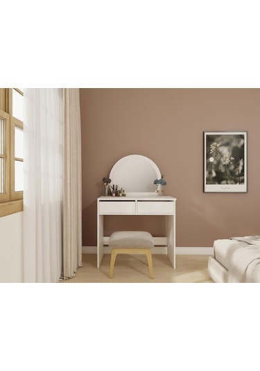 Huzur Makyaj Masası Beyaz Renk Beyaz