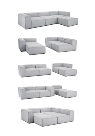 Mode Soft Köşe Koltuk Takımı 4 Modül 19 Gri Keten Kumaş Dairenize