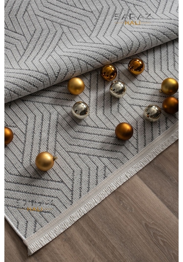 Bohem Saçaklı Kaymaz Dokuma Kilim Salon Halısı Mutfak Halısı Balkon Özel Ölçü Yolluk Krem Gri