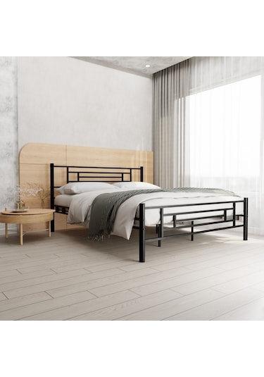 Manolya Çift Kişilik Metal Karyola A Kalite, Ses Çıkarmaz ,ölçülü Model Karyola Siyah