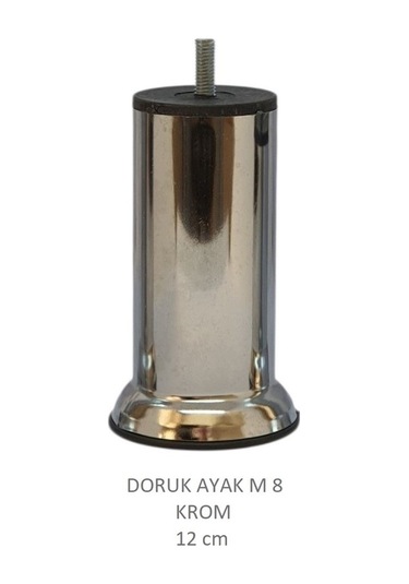 Doruk Ayak, Cıvatalı Baza Koltuk Dolap Ayağı, Metal, Krom, M8, 12 Cm Krom