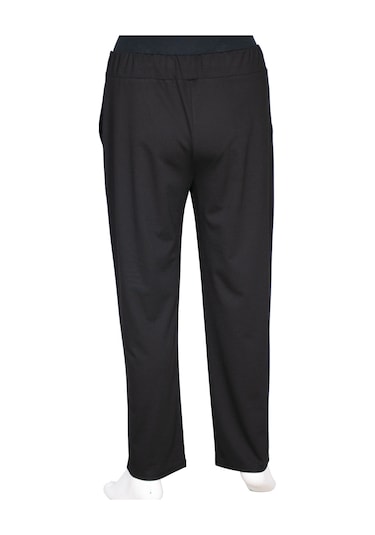 Hesna Kadın Bella Battal Beden Çimalı Yan Cepli Siyah Pantolon Siyah