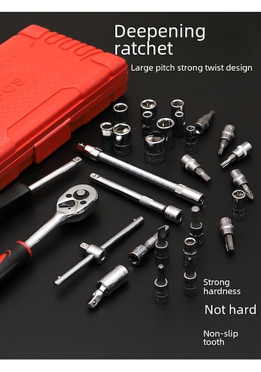 Teltree Profesyonel Otomobil Tamiri İçin 46 Parça Ratchet Anahtar Seti - Tamir Çalışmaları Ve Bakım İçin Tam Zirve Takım