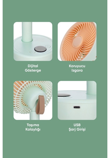 Fressi Jaf17 Taşınabilir Masaüstü Yeşil Usb Fan