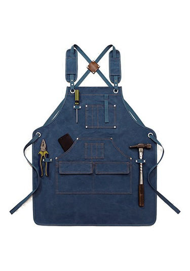 Kalınlaştırılmış Kanvas Alet Önlüğü-mavi