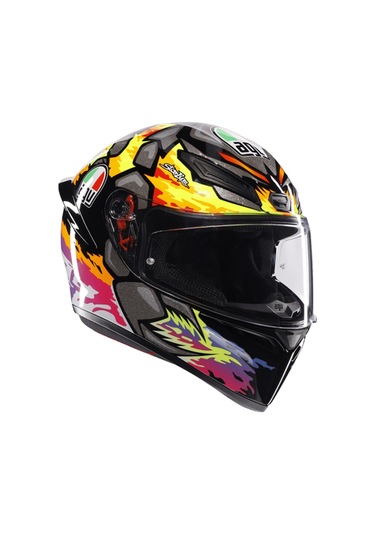 Agv K3 plk Bırdy 2.0 Gri Sarı Kırmızı  Motosiklet Kaskı