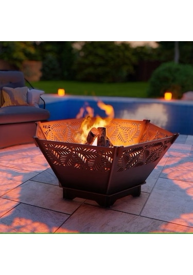 Altıgen Ateş Çukuru Ve Portatif Mangal Desenli Dekoratif