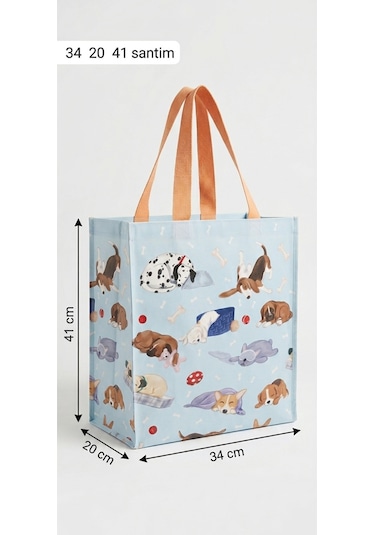 Tkmaxx Köpek Desenli Alışveriş Çantası Mavi