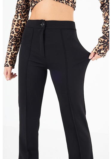 Lesa Wear Kadın Siyah Palazzo Pantolon Oversize Kesim Siyah