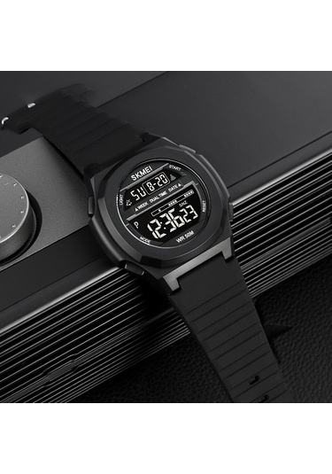 Skmeı 1821 Paslanmaz Çelik Tokalı Silikon Kayış Elektronik Saat Ordu Yeşili Kahverengi