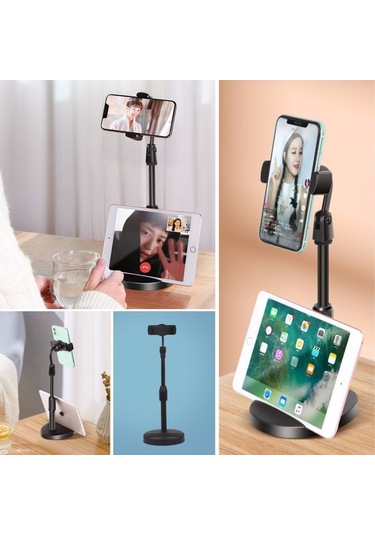 Zmc Bilişim Masa Üstü Tablet Ve Telefon Tutucu Plastik Aparat Siyah Telefon Standı