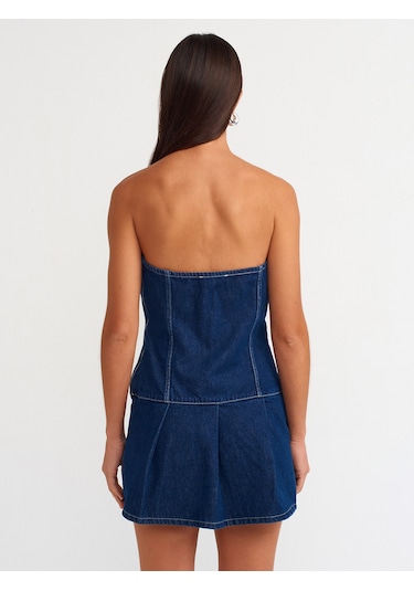 Dilvin Mini Denim Elbise Lacivert