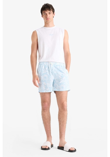 Defacto Desenli File Astarlı Kısa Boy Deniz Şortu E0974ax25hstr506 Turkuaz