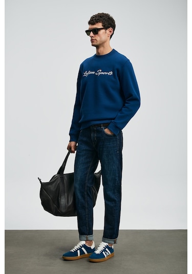Lufian Erkek Loved Sweatshirt 112030170 Saks Saks Mavi