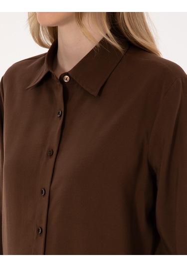 Pierre Cardin Kadın Koyu Kahverengi Gömlek Desenli 50318219-vr084 Koyu Kahverengi