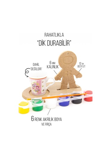 Na Neşeli Ahşap Uzay Temalı Ahşap Bardak Altı, Mumluk Ve Dekor Seti - Kahve Sunmu , Süs, Ahşap Boyama Model Bardakaltıastronotboyalı