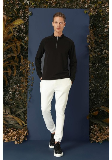 Swt 012 Swea Slim Fit Siyah Spor 47 - Sweatshırt Siyah