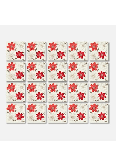 Tink Kırmızı Çiçek Desenli Pvc Karo Diğer