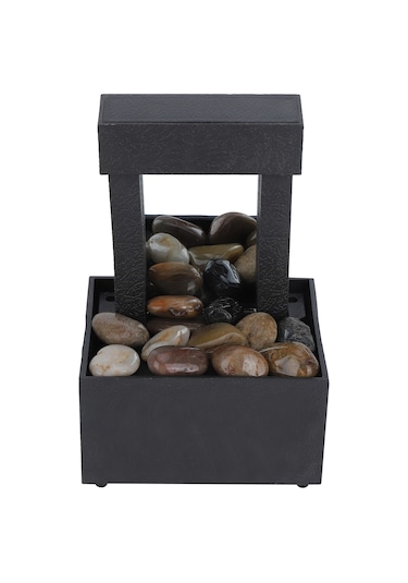 Hangfox Usb Led Işıklı Masaüstü Su Fırtınası - Doğal Taş Dekorasyonlu, Ev Ve Ofis İçin Sakinleştirici Su Sesli Dekoratif Alet