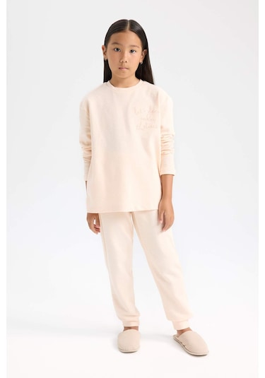 DeFacto Kız Çocuk Pijama Takımı Uzun Kollu Üst Beli Lastikli Alt D6655A824WNPN434 Pembe DeFacto Kız Çocuk Pijama Takımı Uzun Kollu Üst Beli Lastikli Alt D6655A824WNPN434 Pembe