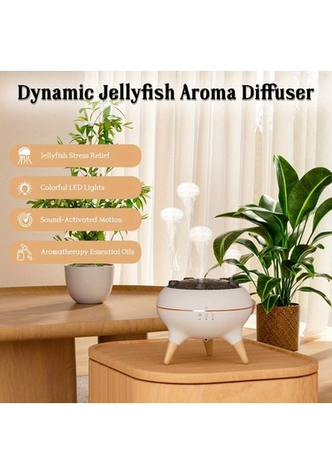 Motion003 Babıqt Dinamik Denizanası Arom Difüzörü Beyaz 3d Mantar Tasarım Uzaktan Kumandalı Çift Sis Nemlendirici 220-240v Abs Ev Ofis İçin