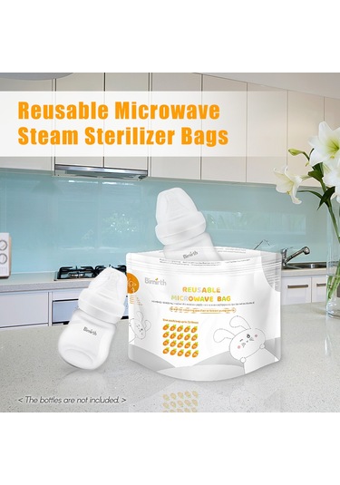Geekyou Bebek Biberon Ve Emziği Mikrodalga Buhar Sterilizasyon Çantısı, Yeniden Kullanılabilir, 16 Adet/kutu, 20 Kullanım, Transparent Pencere S5005 Beyaz
