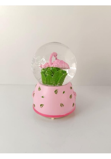 Kar Küresi Işıklı Müzikli Plamingo Tasarımlı Kar Küresi Biblo Seviğili Arkadaş Dogum Ğünü