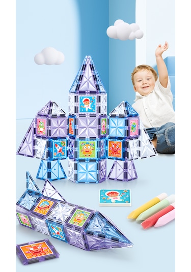 Magnepaint 58 Parçalı Premium Manyetik Oyuncak/bloklar Seti Boya