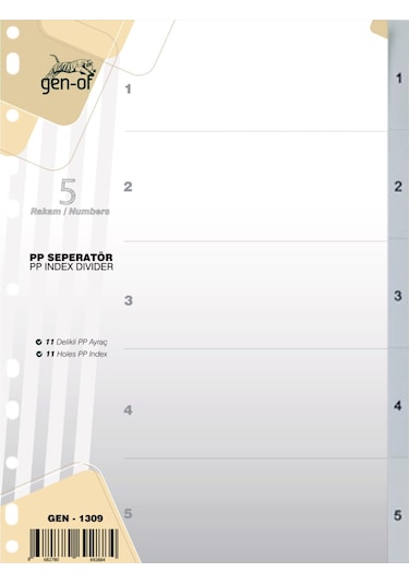 Gen Of Ayraç Seperatör 1 5 Rakamlı 3 Adet Gen 1309