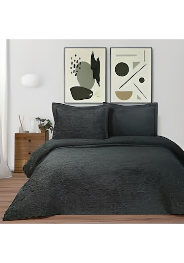 Karaca Home Nilah Petrol Kadife Çift Kişilik Yatak Örtüsü Petrol