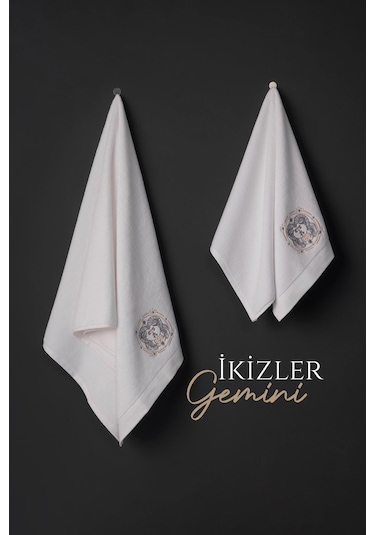 Varol %100 Microcotton Üst Kalite Havlu Seti Burç Nakışlı İkizler-standart İkizler Diğer