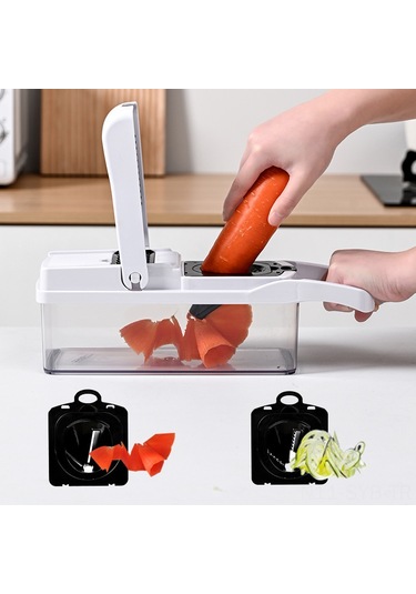 Symbee Ev Mutfak Çok Amaçlı Kesici Seti: Soğan, Meyve, Sebze Dilimleme, Küp Döme, Rendeleme - Siyah Beyaz 15 Parça Diğer