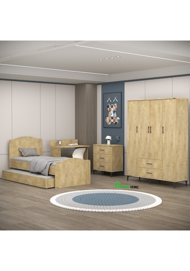 Garaj Home Yaren 4 Kapaklı Genç Odası Takımı - Meşe Diğer